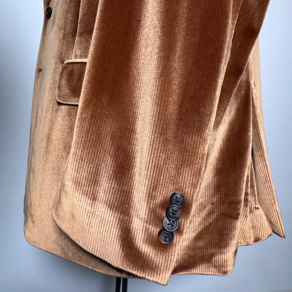 JOE Joseph Abboud‎ Blazer Mens 50R Brown Corduroy Velvet Notch Lapel Sport Coat